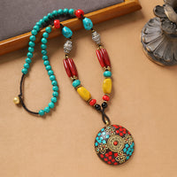 Tibetan Ethnic Style Pendant Necklace – Turquoise & Nepalese Copper Beads